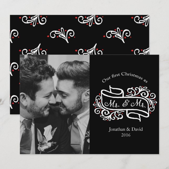 Invitación Modernos Navidades gay recién casados Foto de salu (Anverso / Reverso)