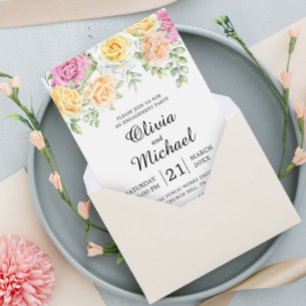 Invitación Modernos Rosas coloridos Elegante Partido de Compr