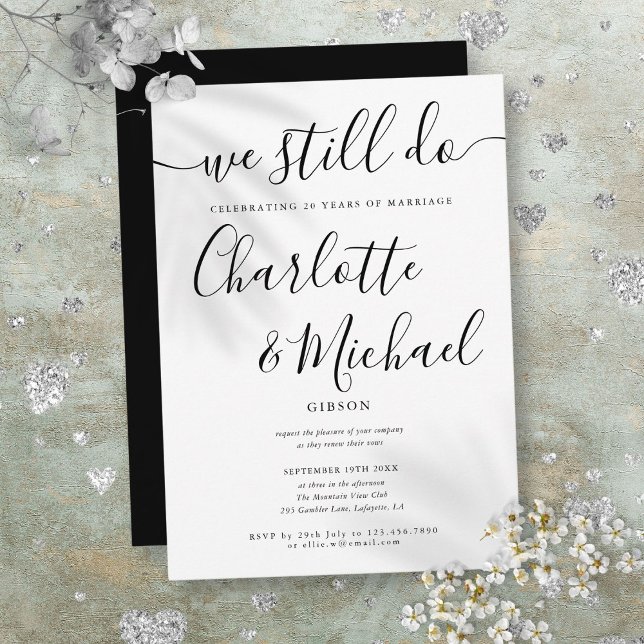 Invitación Modernos Seguimos Escribiendo Aniversario De Renov (Modern We Still Do Script Vow Renewal Anniversary Invitation)