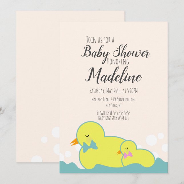 Invitación Modernos tíos de goma Baby Shower Beige (Anverso / Reverso)