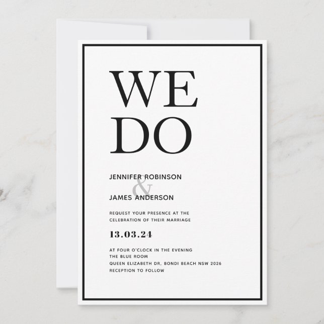 Invitación Modernos y simples hacemos bodas en blanco y negro (Anverso)