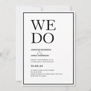 Invitación Modernos y simples hacemos bodas en blanco y negro
