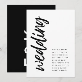 Invitación Modos laterales negro moderno simple Boda
