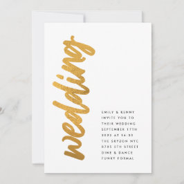 Invitación Modos laterales Relieve metalizado dorado negro Bo