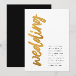 Invitación Modos laterales Relieve metalizado dorado negro Bo