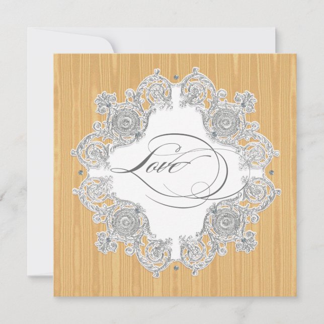 Invitación Moire de Swirl Silver - Boda formal de Gris dorado (Anverso)