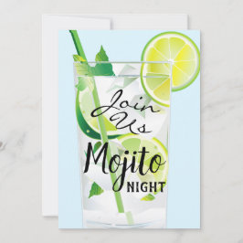 Invitación Mojito Noche Mint Lime Azul