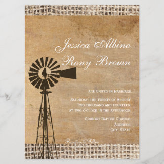 Invitación Molino de viento de Burlap