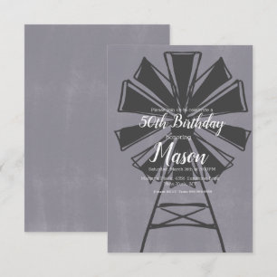 Invitación Molino de Viento de Granja Rústica Cumpleaños 50