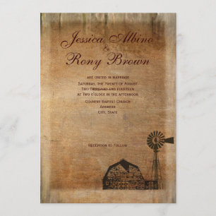 Invitación Molino de viento de madera del granero del país de