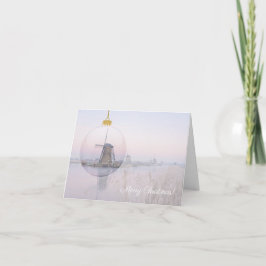 Invitación Molino de viento en una carta de navidades plegado