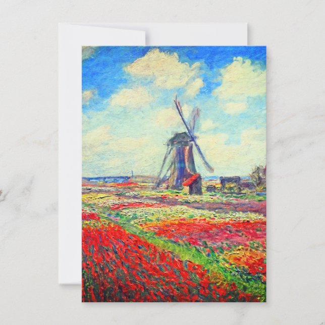 Invitación Molino de viento Monet Tulips (Anverso)