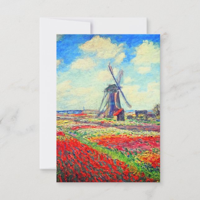 Invitación Molino de viento Monet Tulips (Anverso)