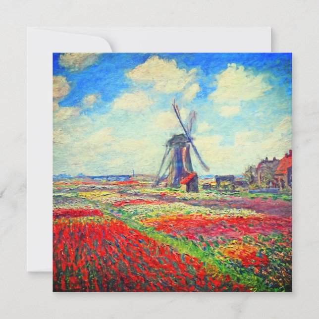 Invitación Molino de viento Monet Tulips (Anverso)