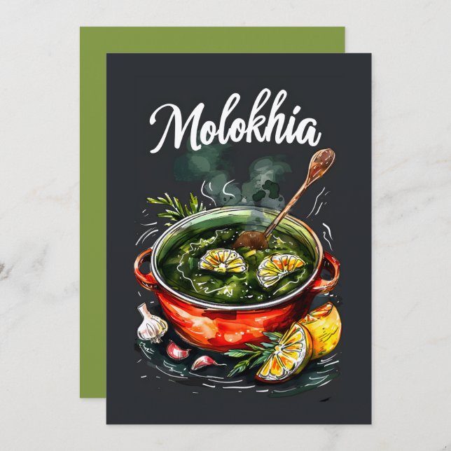 Invitación Molokhia Cocina Molokhia・خ Tradicional del Medio O (Anverso / Reverso)