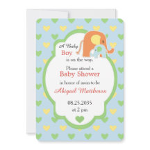 Mom and Baby Boy Elephant Shower Invitation