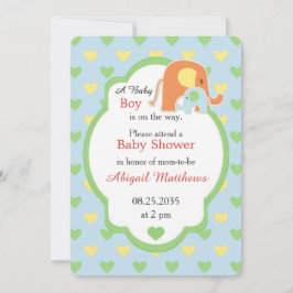 Invitación Mom and Baby Boy Elephant Shower Invitation