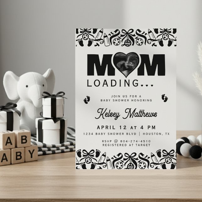 Invitación Mom Loading Ultrasound Photo Baby Shower (Mom Loading Ultrasound Photo Baby Shower Invitation
)
