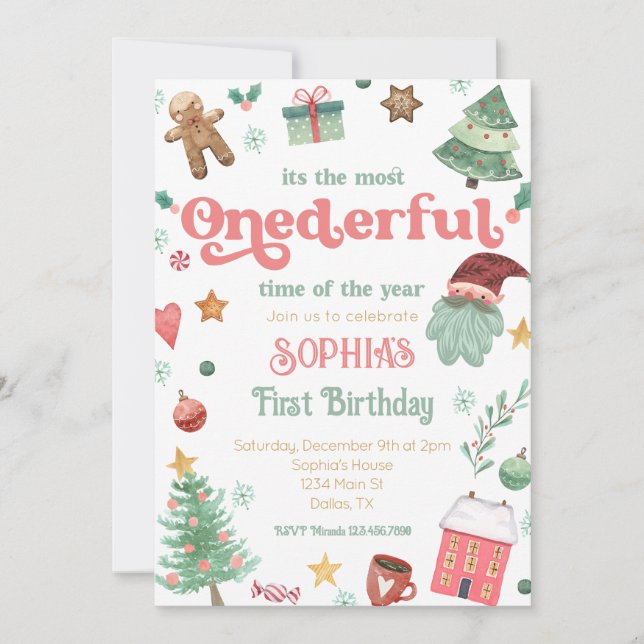 Invitación Momento más maravilloso del primer cumpleaños del  (Anverso)
