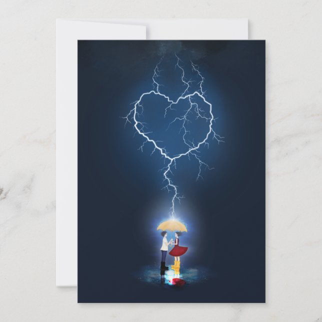 Invitación Momento romántico "amoroso" bajo un paraguas (Anverso)