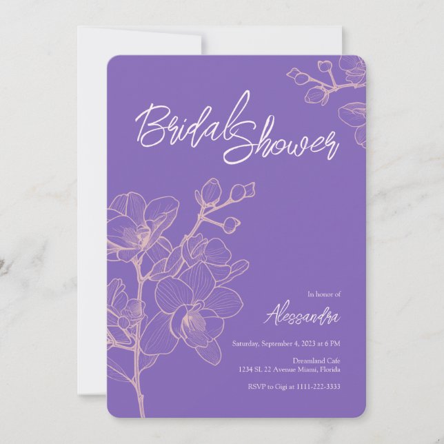 Invitación Momentos de Orquídea Lavender | Boda Bridal Shower (Anverso)