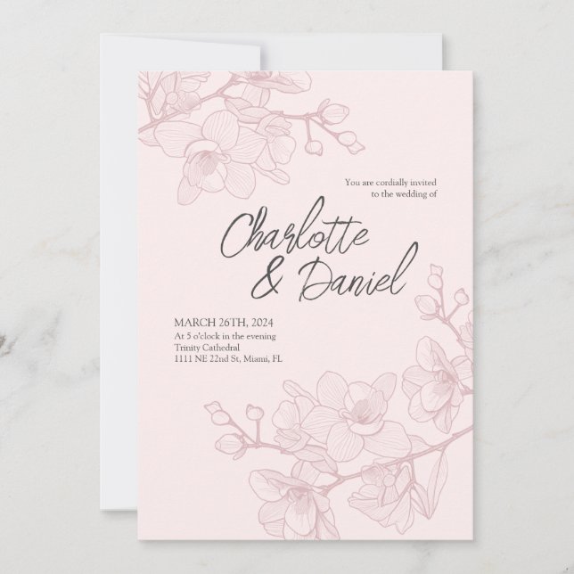 Invitación Momentos de orquídea rosa | BODA (Anverso)