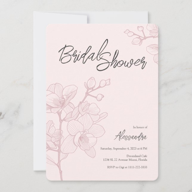 Invitación Momentos de orquídea rosa | Boda Bridal Shower (Anverso)
