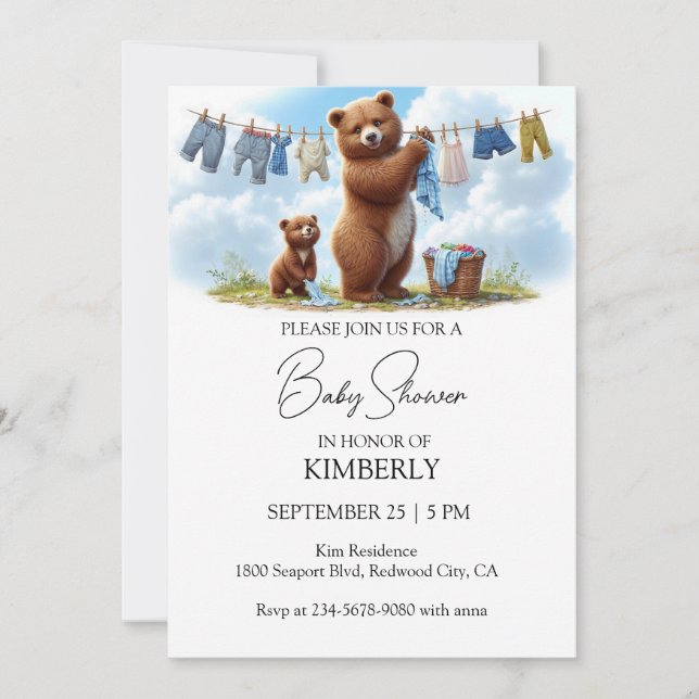 Invitación Momentos especiales para el oso amor de una madre (Anverso)