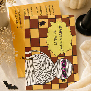 Invitación Momia Bonita Envuelta y Lista para la Fiesta de Ha