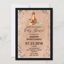 Invitación Momma Fox y Baby Watercolor Baby Shower