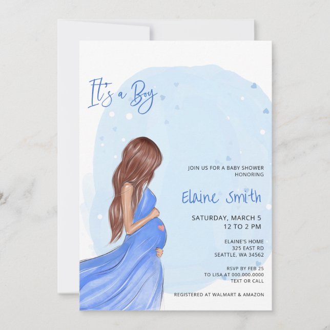 Invitación Mommy to Be Blue Its a Boy Baby Shower Invitation (Anverso)