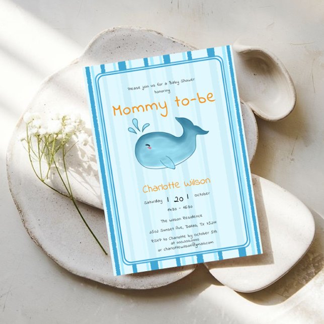 Invitación Mommy To Be Cute Whale Baby Shower (Subido por el creador)