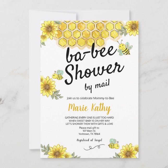 Invitación Mommy-to-Bee Baby Shower por correo (Anverso)