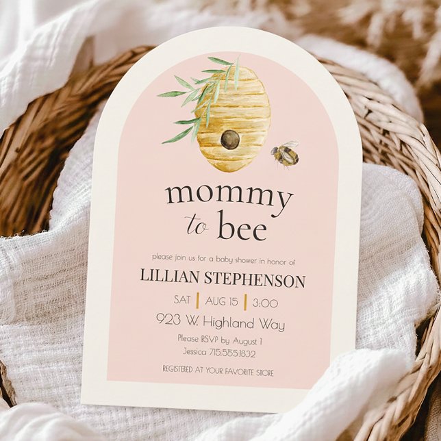 Invitación Mommy To Bee Blush Pink Bumblebee Baby Shower (Subido por el creador)
