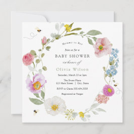Invitación Mommy to Bee Elegant Wildflower Baby Shower