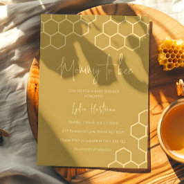 Invitación Mommy To Bee Honeycomb Golden Beige Baby Shower