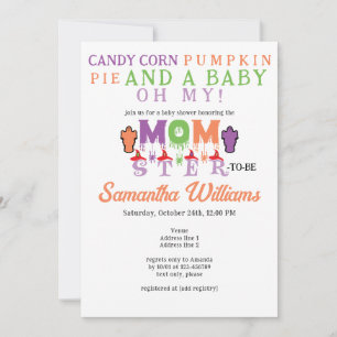 Invitación Momster Funny Halloween Mummy Witch Baby Shower