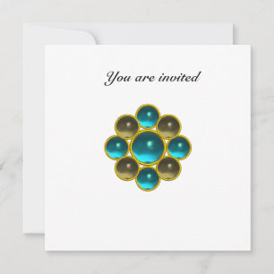 Invitación MON aquamarina aglomerada blanca