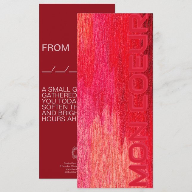 Invitación Mon Coeur Message Card (Anverso / Reverso)