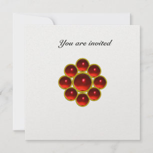 Invitación MON con piedras preciosas de rubí rojo Perla blanc