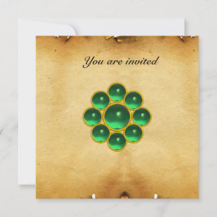 Invitación MON pergamino verde jade