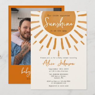 Invitación Mona Linda Fiesta de Bebé con Foto Boho