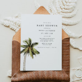 Invitación MONA Moderno Tropical Palm Tree Beach Baby Shower