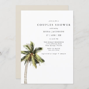 Invitación MONA Moderno Tropical Palm Tree Couples Ducha
