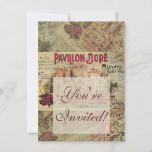 Invitación Mónaco Fancy Vintage Riviera Francesa Francia