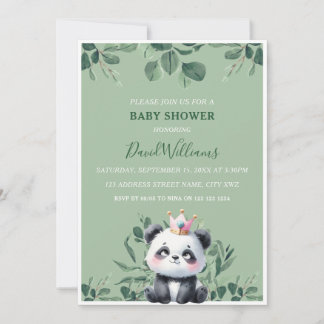 Invitación Monada adorable vegetación follaje verde baby show