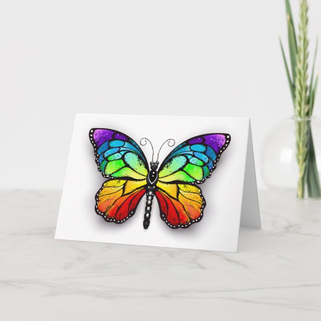 Invitación Monarca de mariposa arco iris (Anverso)
