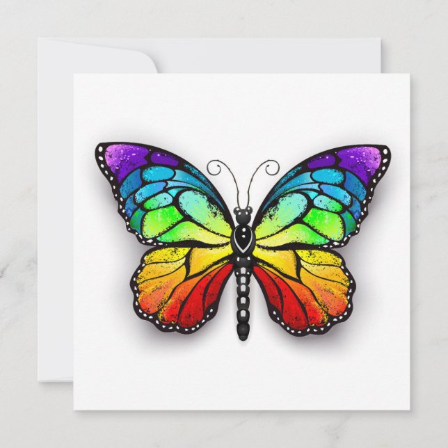 Invitación Monarca de mariposa arcoiris (Reverso)