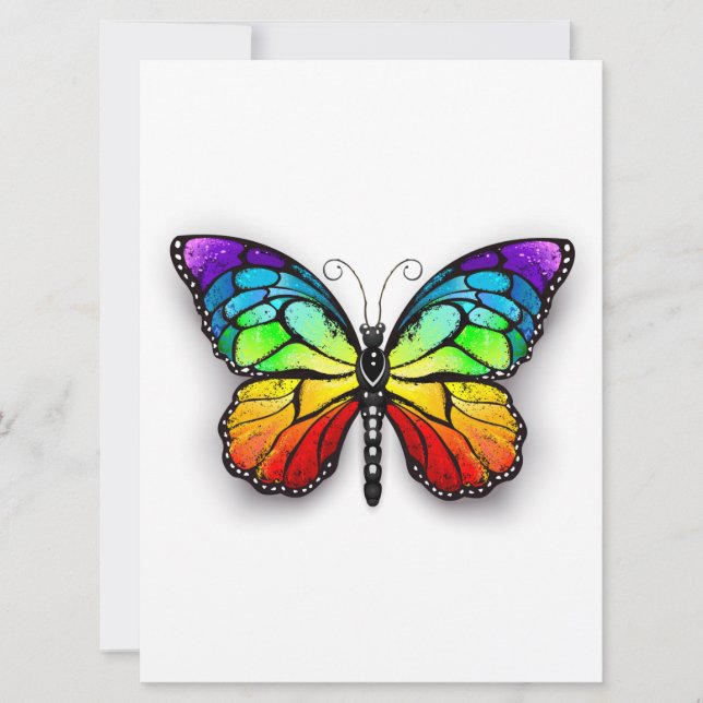 Invitación Monarca de mariposa arcoiris (Anverso)