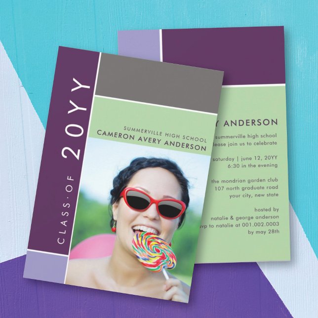 Invitación Mondrian Color Bloquea La Fiesta De Graduación De  (Subido por el creador)